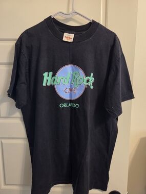 Hard Rock Cafe Orlando Black T-Shirt with Teal and Blue Logo